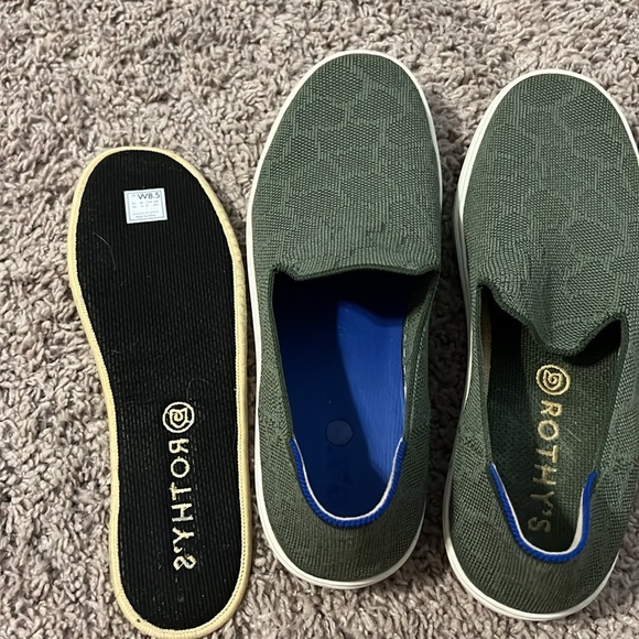 Rothy's Safari Olive Green Animal Print Slip On Knit Sneakers - Picture 5 of 6